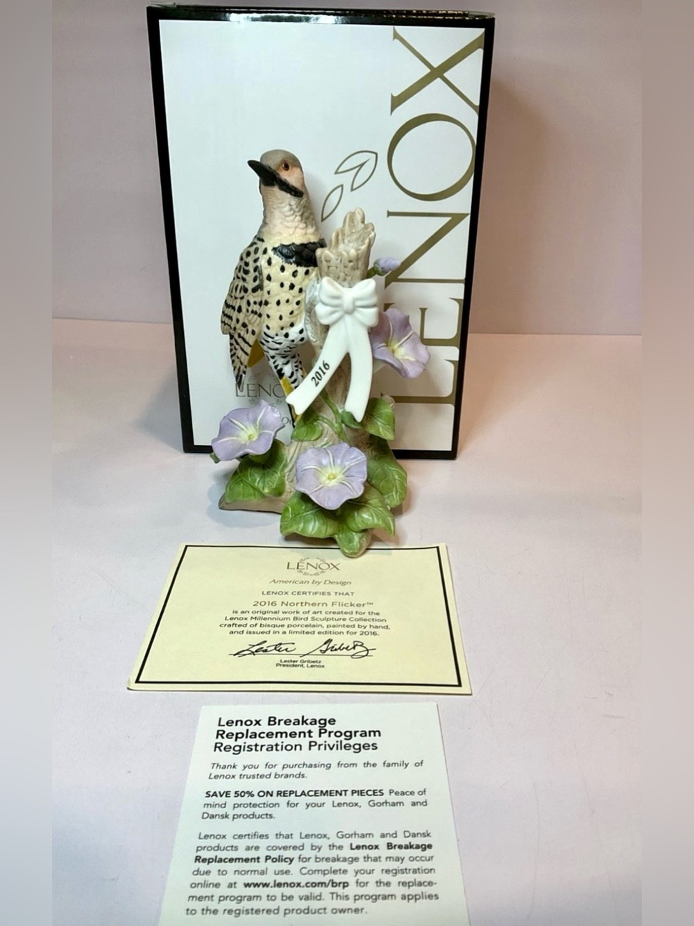 Lenox 2016 Northern Flicker Bird Figurine Porcelain Sculpture With Box